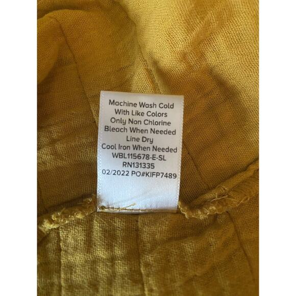 NWT Roan & Ryan Evereve Mustard Gauzy Top Sz S 3/4 elasticized sleeves Layers - Picture 8 of 8